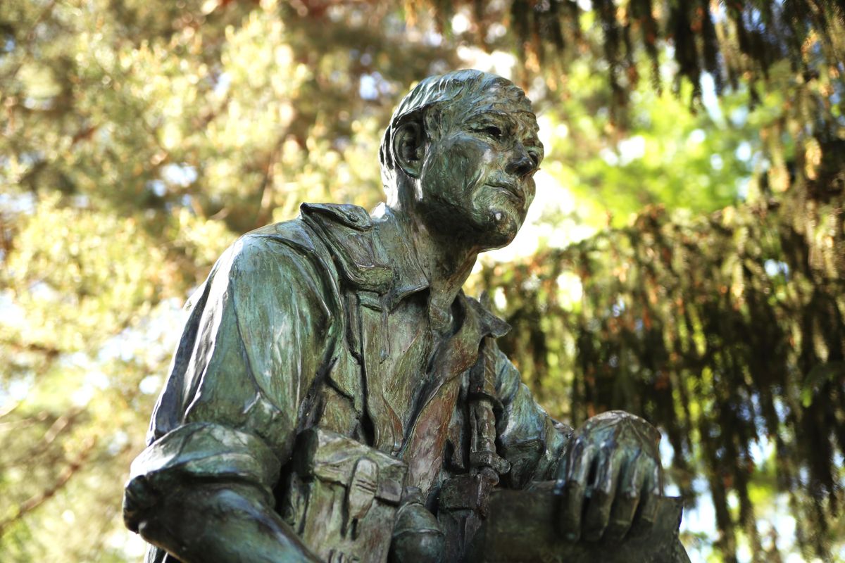 The Vietnam Memorial, which reads "Inland Northwest Vietnam Veterans Memorial/ Dedicated November 10, 1985 to those who served and to those who gave their lives and are now in the hands of God" as photographed on May 24, 2018. The memorial is located in Riverfront Park. (Libby Kamrowski / The Spokesman-Review)