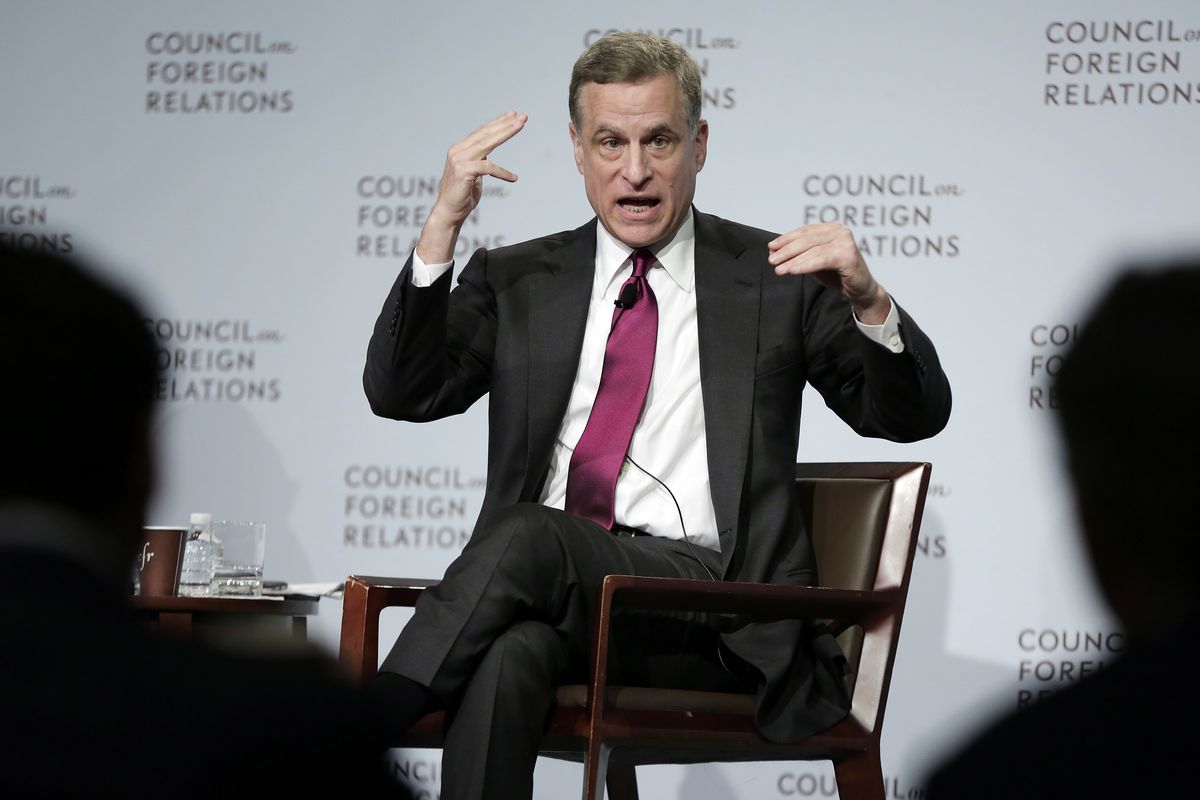 FILE - In this Wednesday, May 31, 2017, file photo, Federal Reserve Bank of Dallas President Robert Kaplan speaks to a breakfast meeting at the Council on Foreign Relations, in New York. On Monday, Sept. 27, 2021, the Dallas Fed announced that Kaplan will step down as president of the Federal Reserve Bank of Dallas in early October.  (Richard Drew)