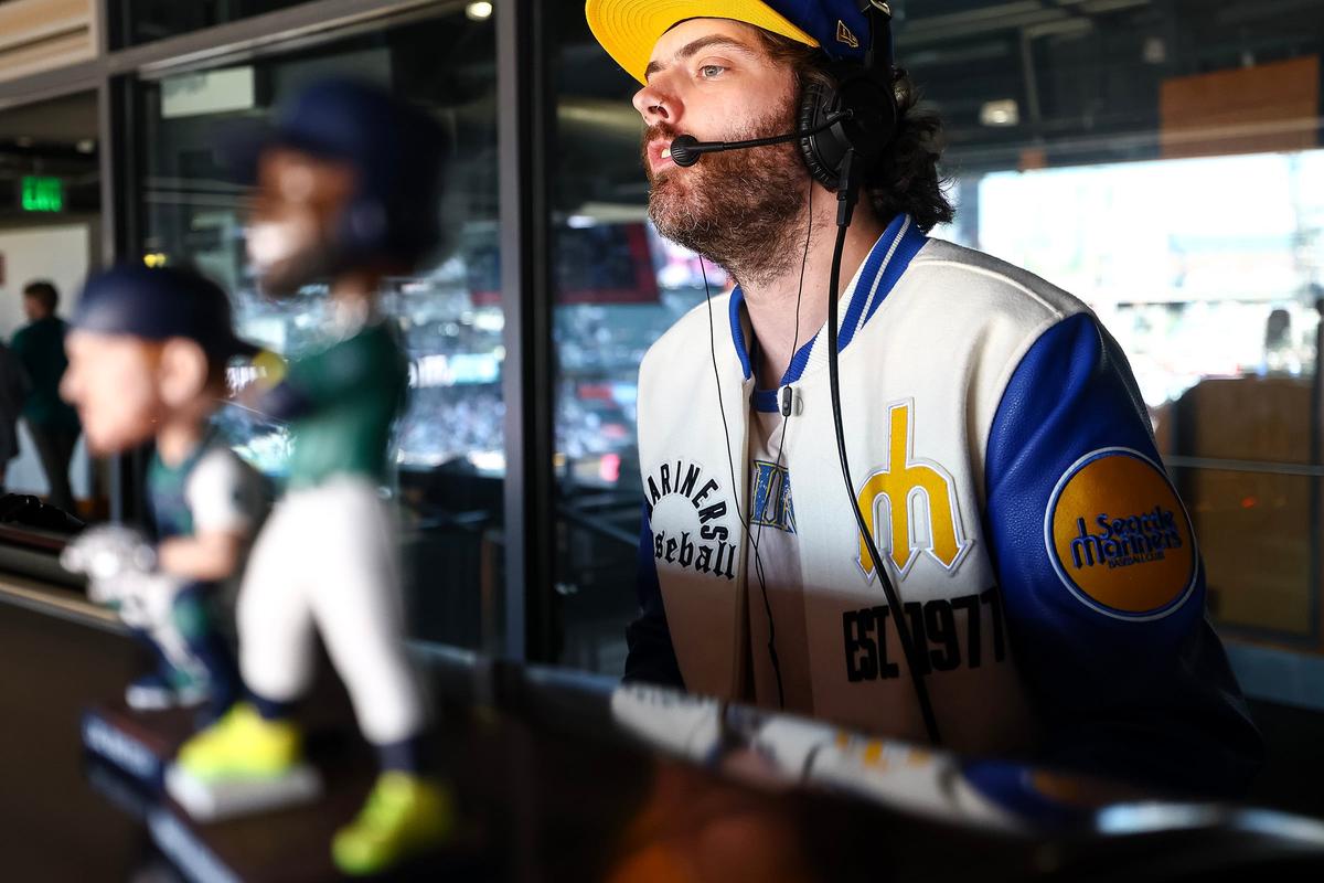 Benny Drawbars rallies the crowd with organ music during an MLB game between the Mariners and Kansas City Royals earlier this month at T-Mobile Park in Seattle.  (Nick Wagner)