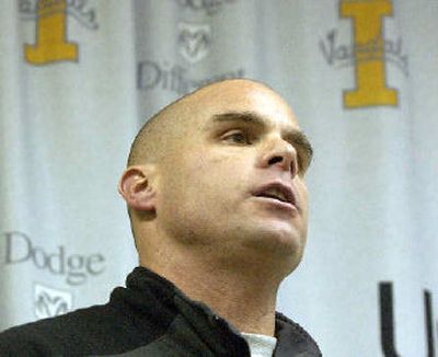 
Nick Holt says his goodbyes as Idaho football coach Monday. 
 (Joe Barrentine / The Spokesman-Review)