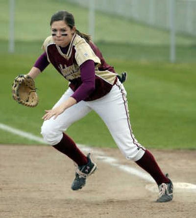 
Riki Schiermeister explodes to a ground ball in the second inning of the playoff game against Central Valley Tuesday. The all-league basketball and softball player received a Kiwanis Club Scholarship and plans to attend Eastern Washington University.
 (J. BART RAYNIAK / The Spokesman-Review)