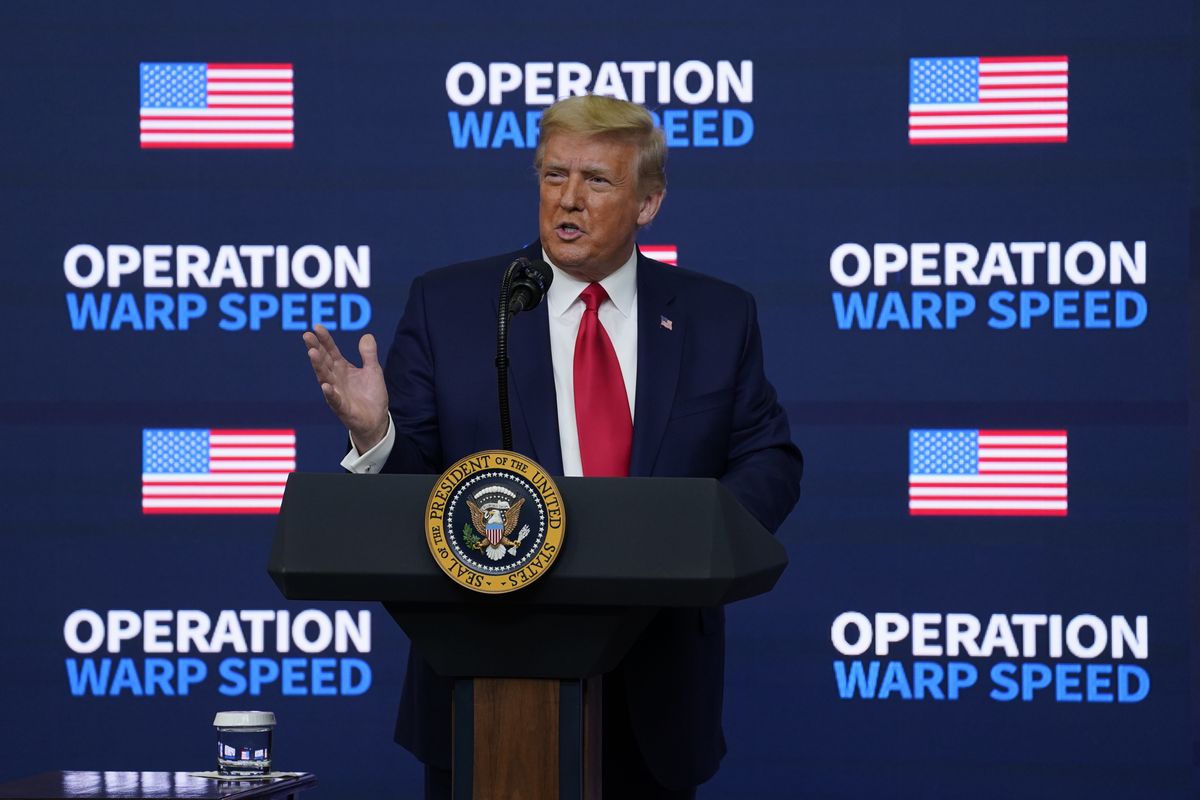 President Donald Trump speaks during an "Operation Warp Speed Vaccine Summit" on the White House complex, Tuesday, Dec. 8, 2020, in Washington.  (Evan Vucci)