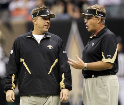 The NFL has suspended New Orleans head coach Sean Payton, left, for the 2012 season, and former Saints defensive coordinator Gregg Williams, right,  is banned from the league indefinitely because of the team's bounty program that targeted opposing players. Also Wednesday, March 21, 2012, Goodell suspended Saints general manager Mickey Loomis for the first eight regular-season games of 2012, and assistant coach Joe Vitt has to sit out the first six games. (Associated Press)