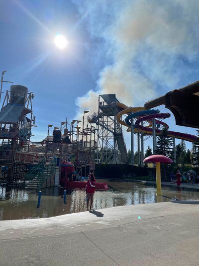Boulder Beach and Silverwood Theme Park were evacuated Friday, July 23, 2021 as firefighters battled the Brunner fire nearby.  (Courtesy photo)