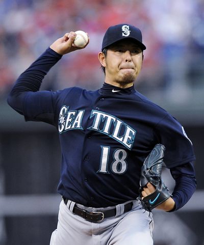 Mariners pitcher Hisashi Iwakuma made just three starts this season before his injury. (Associated Press)
