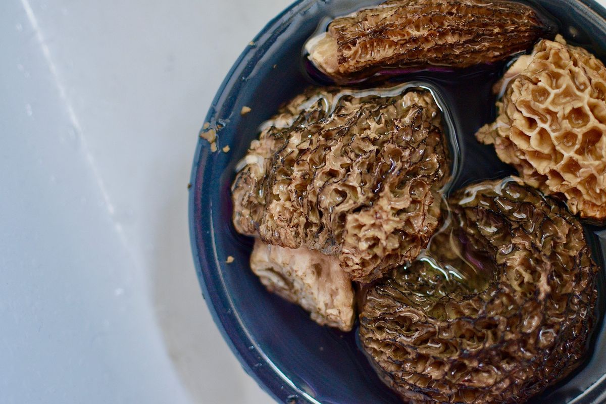 Because of the honeycomb texture on the exterior of morel mushrooms, they require a little more cleaning. One effective way to clean them is to get them into cool and lightly salted water as soon as possible.  (Ricky Webster/For The Spokesman-Review)