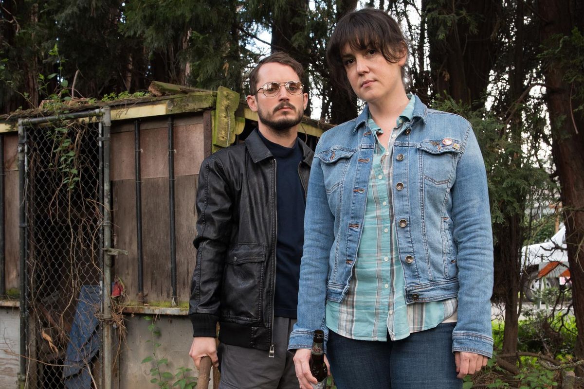 Elijah Wood and Melanie Lynskey in “I Don’t Feel at Home in This World Anymore.” (Allyson Riggs / Netflix)