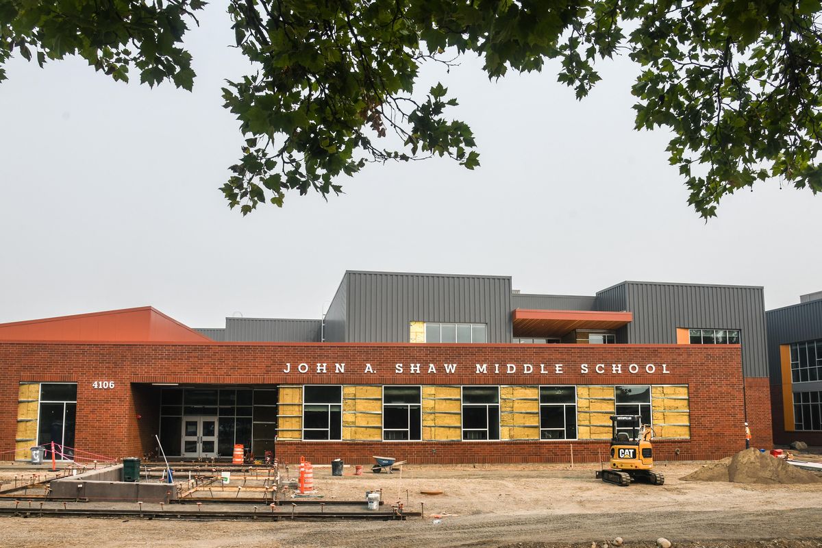 The new John A. Shaw Middle School is nearing completion for the start of the 2021 school year.  (DAN PELLE/THE SPOKESMAN-REVIEW)