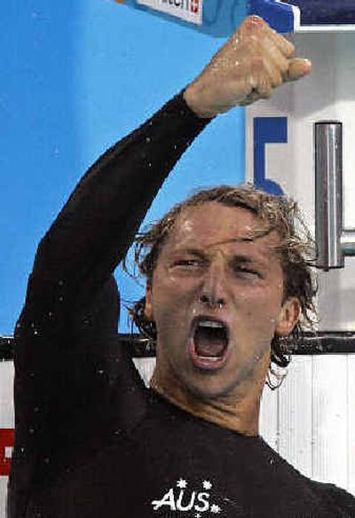 
Ian Thorpe of Australia cuts loose with a victory yell. 
 (Associated Press / The Spokesman-Review)
