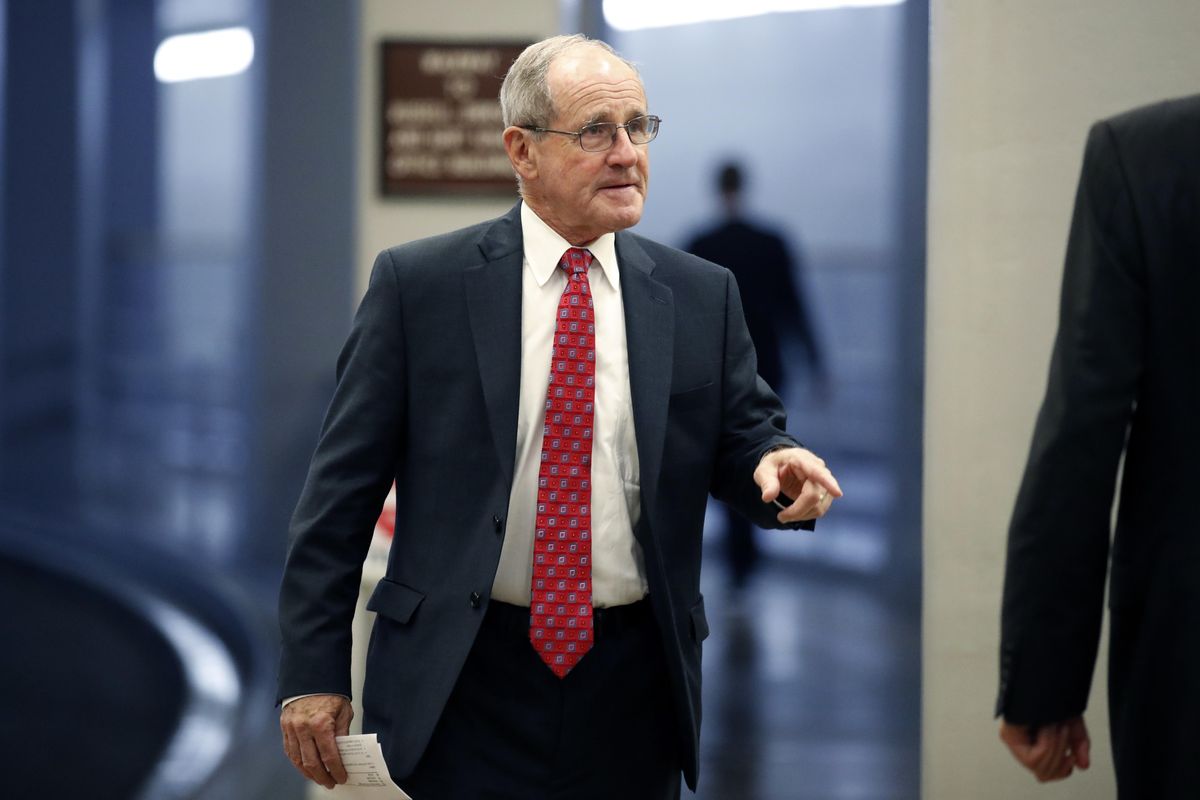 Sen. Jim Risch, R-Idaho, arrives for a vote on Gina Haspel to be CIA director, on Capitol Hill, on Thursday, May 17, 2018 in Washington. (Alex Brandon / AP)