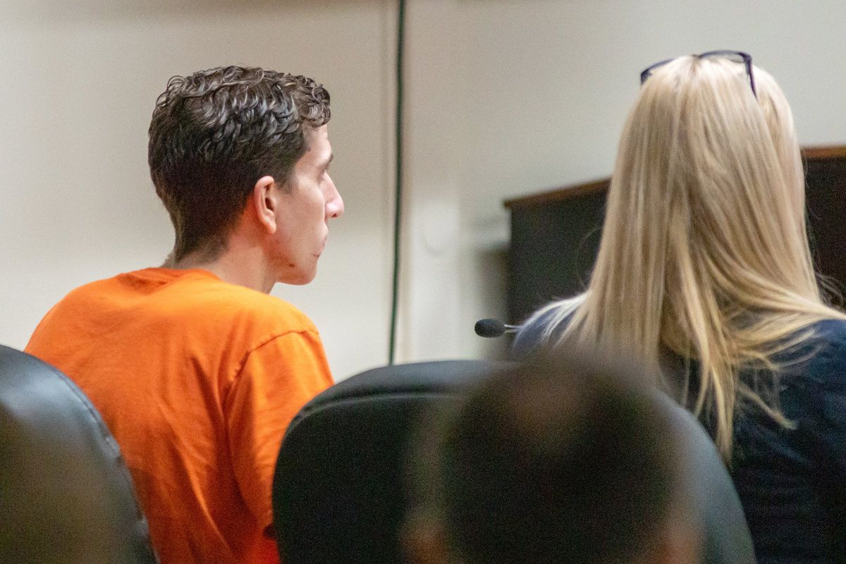 Bryan Kohberger listens Thursday during a status hearing in Moscow, Idaho. The accused murderer waived his right to a quick preliminary hearing and will appear in court again in late June.  (Kai Eiselein/New York Post/Pool)