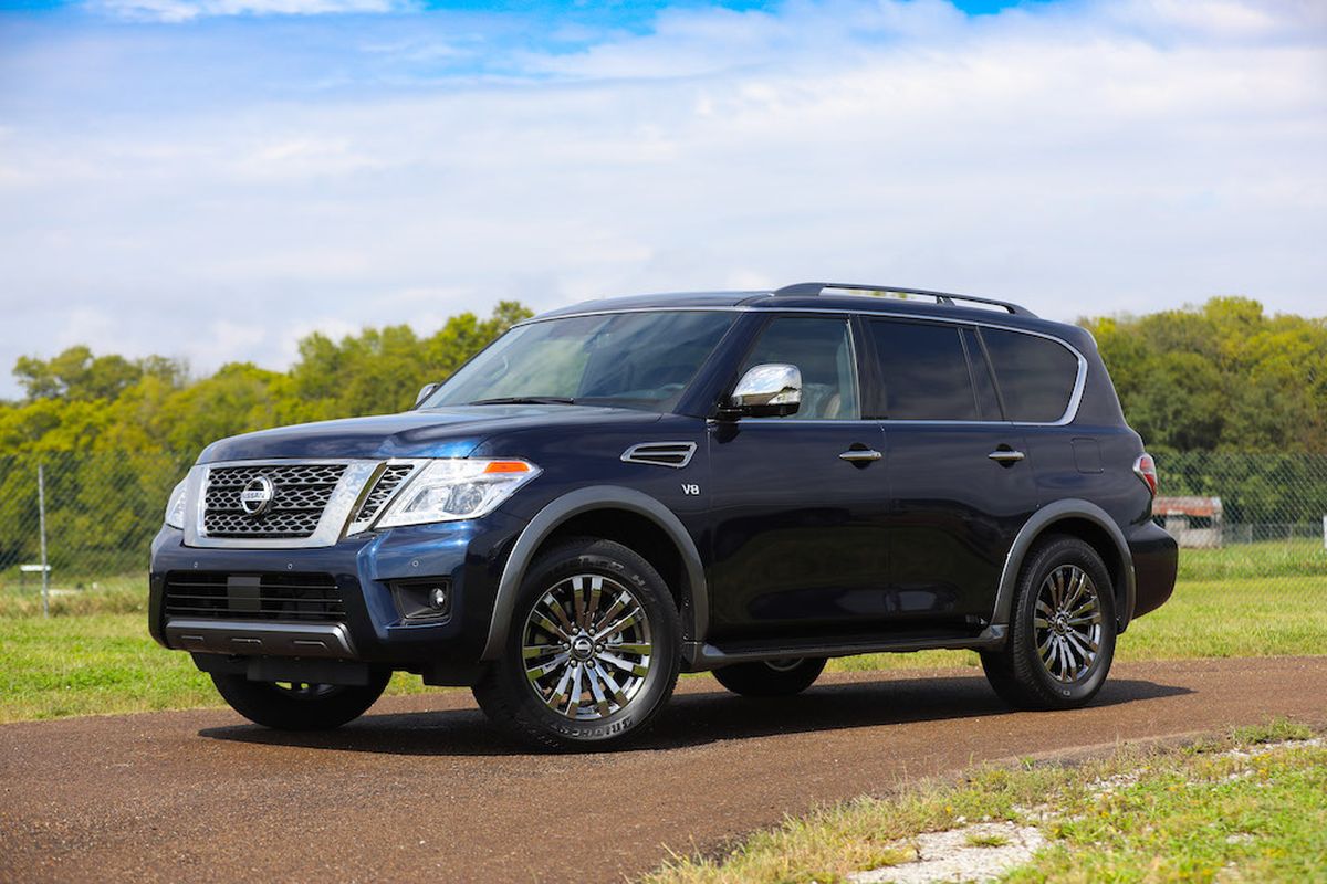 Built on a truck’s ladder-frame chassis, the Armada strong and durable. Its four-wheel-drive system includes a two-speed transfer case that’s central to its off-road capabilities. (Nissan)