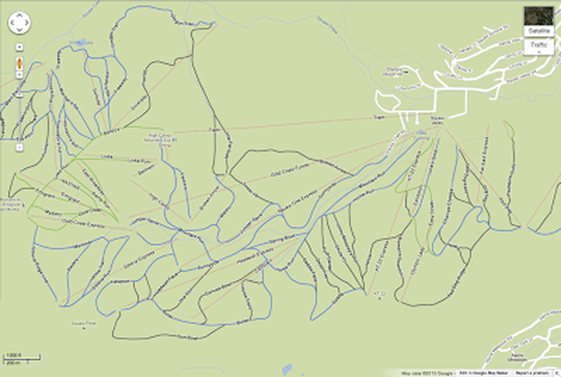 Squaw Valley ski area Google map (courtesy)