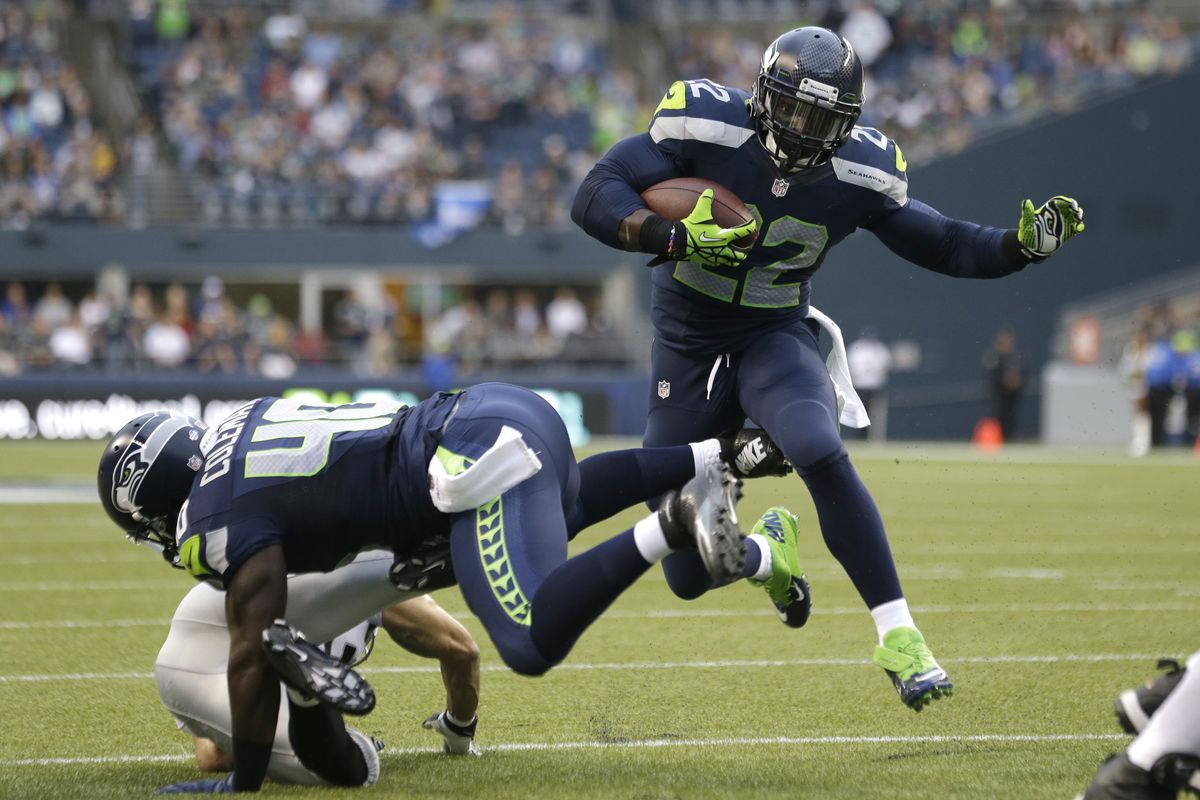 If Marshawn Lynch takes time off, third-year running back Robert Turbin (22) should see more reps with the Seahawks’ first team. (Associated Press)