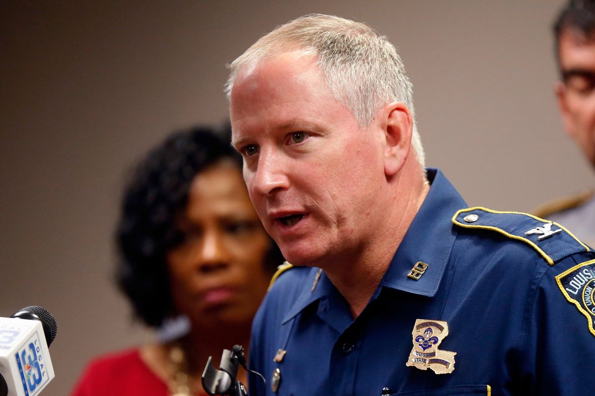 FILE - Louisiana State Police Supt. Kevin Reeves speaks at a news conference, on Sept. 19, 2017, in Baton Rouge, La. Reeves, the Louisiana State Police superintendent wrote himself an ominous note days after the deadly 2019 arrest of Black motorist Ronald Greene: “Realize there is a problem — must address immediately.”  (Gerald Herbert)