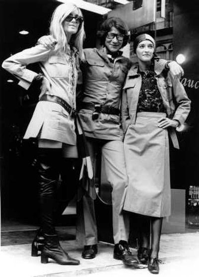 
Yves Saint Laurent poses with Betty Catroux, left, and Loulou de la Falaise outside his Rive Gauche boutique in London in 1969. Associated Press
 (File Associated Press / The Spokesman-Review)