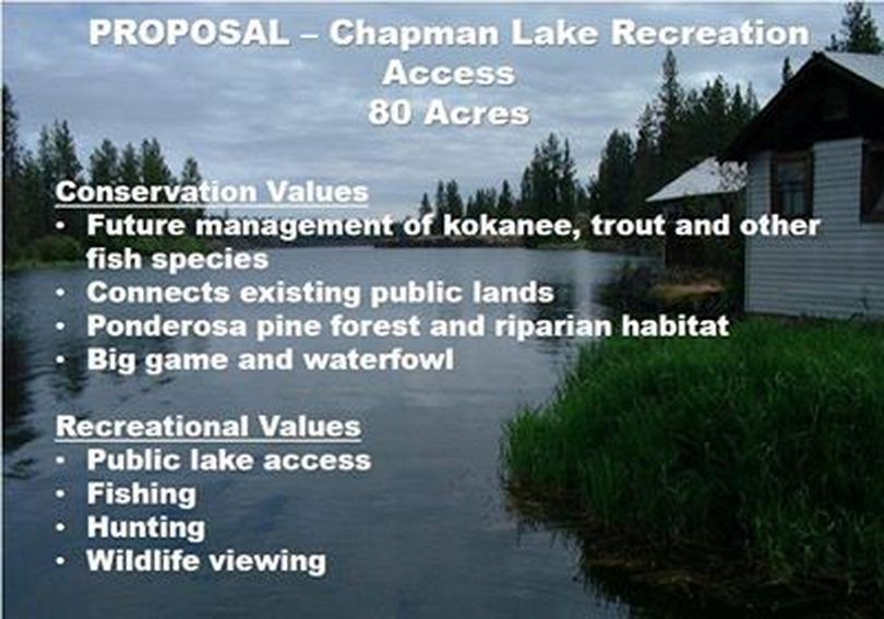 Chapman Lake fishing access proposal, 2014.