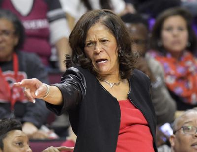 Rutgers head coach C. Vivian Stringer directs her team during the second quarter of an NCAA college basketball game against Central Connecticut, Tuesday, Nov. 13, 2018, in Piscataway, N.J. (Bill Kostroun / AP)