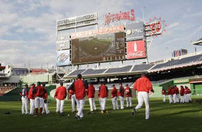 
Nationals work out for the first time at their new ballpark Friday. Associated Press
 (Associated Press / The Spokesman-Review)