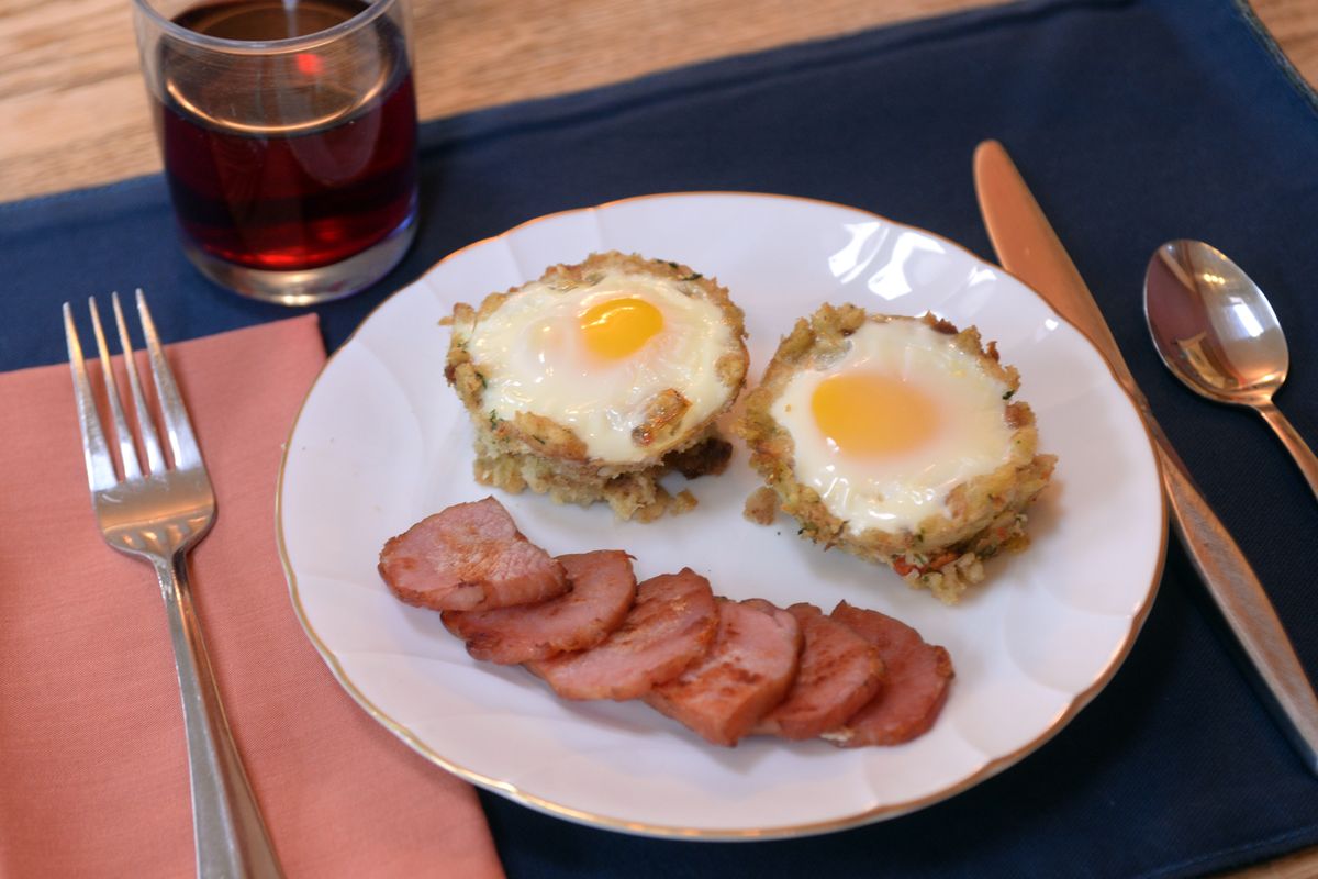 “Birds in a Nest” is a holiday breakfast treat for guests at Jim Kershner’s house. (Jesse Tinsley)