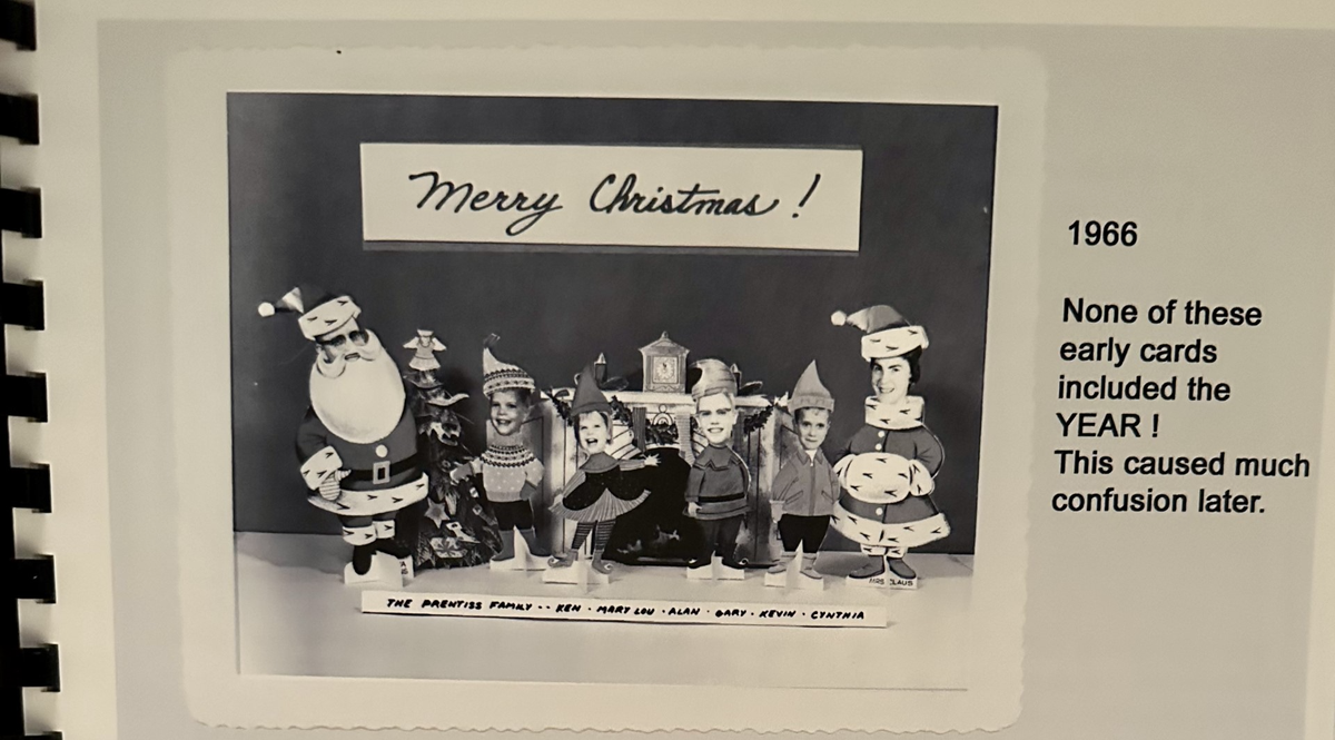 Vintage family Christmas cards created by Cynthia Reugh’s father, Ken Prentiss.  (Courtesy of Cynthia Reugh)