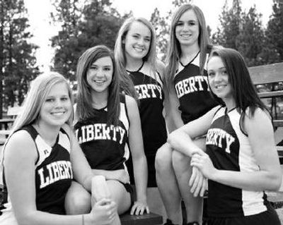 
Liberty High School girls track team seniors include, from left,  Cami Bullock, Laura Davis, Andrea Collins, Shawn Hennessey and Christina Dahm. 
 (Photo courtesy Lori Konshuk / The Spokesman-Review)