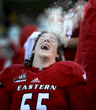 EWU’s Jake Rodgers has played every offensive line position except for center during his college career. (Colin Mulvany)
