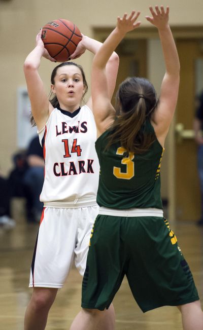 Lewis and Clark’s Riley Lupfer will graduate as a top-five scorer in GSL history. (Colin Mulvany / The Spokesman-Review)