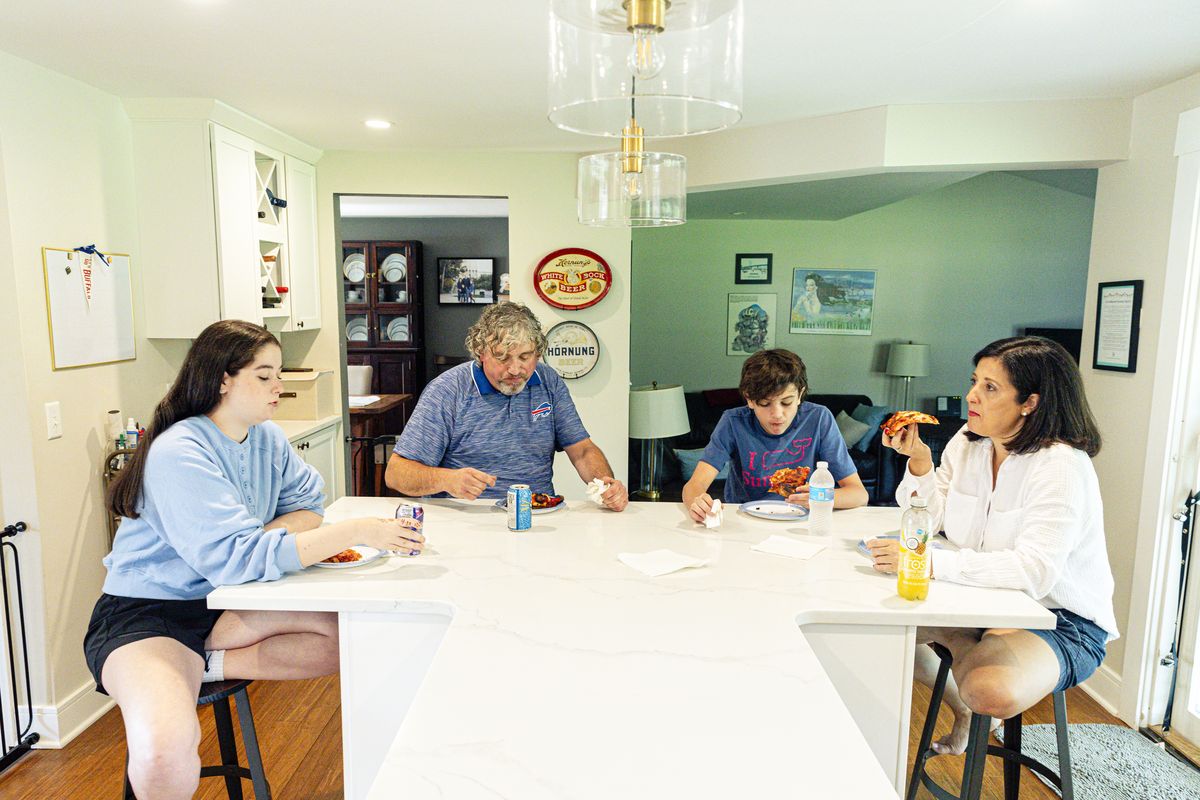 Lori and Andy Badach are separated, but they are “birdnesting” so their children can live in the home they know while the parents split time with them.  (Jalen Wright/For The Washington Post)