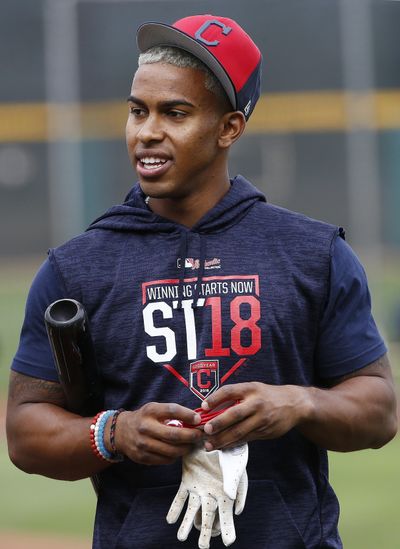 In this Feb. 16, 2018, file photo, Cleveland Indians shortstop Francisco Lindor smiles as he finishes up with batting practice at the Indians spring training facility, in Goodyear, Ariz. Even months after Clevelands unexpected loss to the New York Yankees in the AL playoffs, the Indians All-Star shortstop hasnt shaken the sting of a special season ending well short of a World Series title. (Ross D. Franklin / Associated Press)