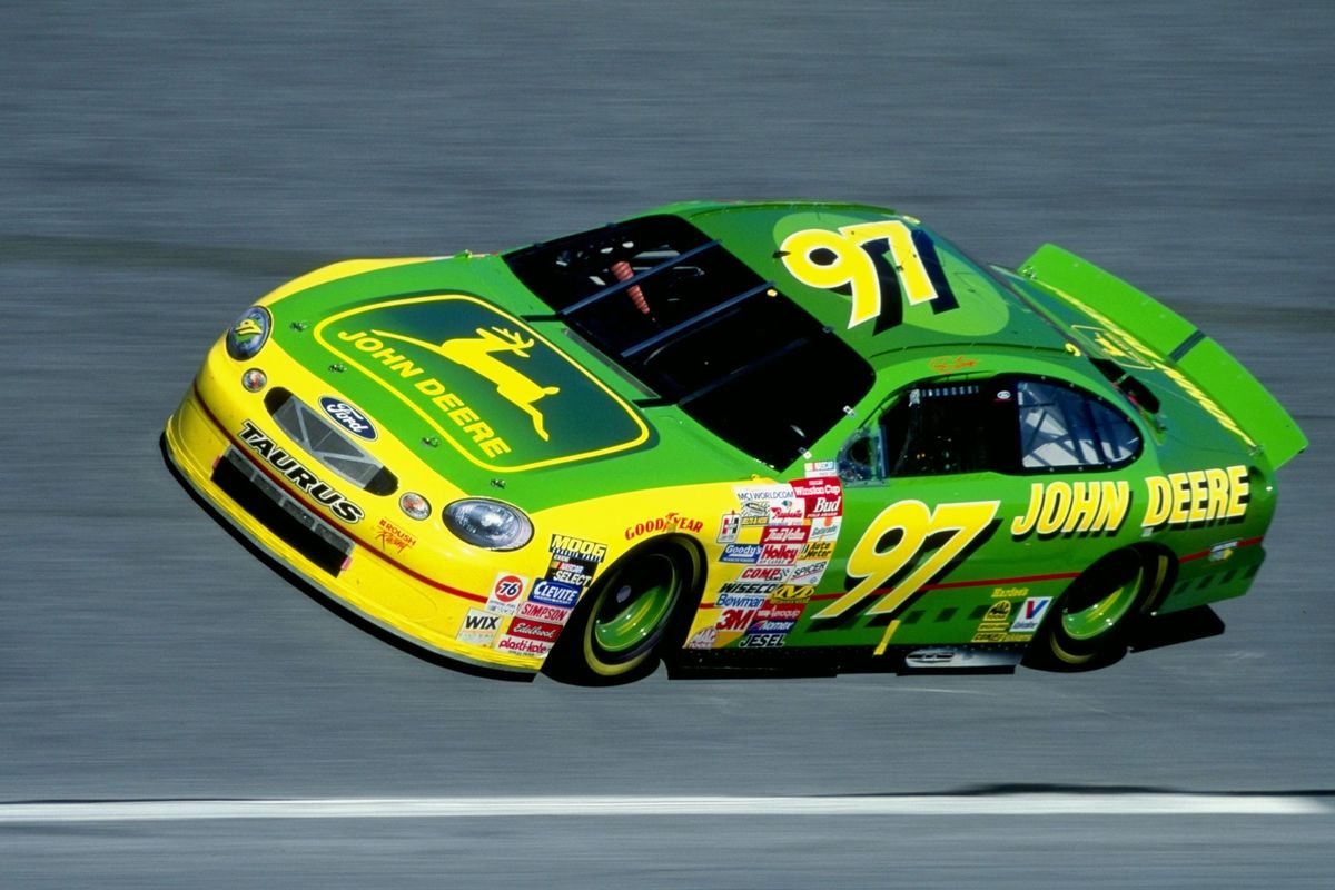 Chad Little races his John Deere Ford No. 97 during the 1999 Daytona 500 at the Daytona International Speedway in Daytona, Fla.  (Jamie Squire/Allsport)