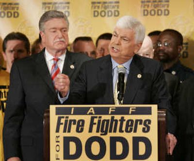 
The International Association of Fire Fighters announced last week their endorsement of Sen. Chris Dodd, D-Conn., for president. At left is IAFF General President Harold Schaitberger. Associated Press
 (Associated Press / The Spokesman-Review)