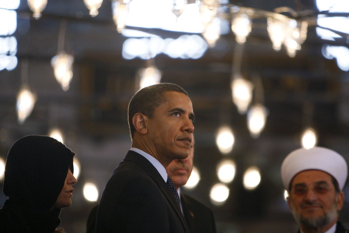 April 7:  President Barack Obama visits the Blue Mosque in Istanbul, Turkey. Throughout his trip to Europe and Turkey, he portrayed a proud but imperfect U.S. to his audiences. Associated Press photos (Associated Press photos / The Spokesman-Review)