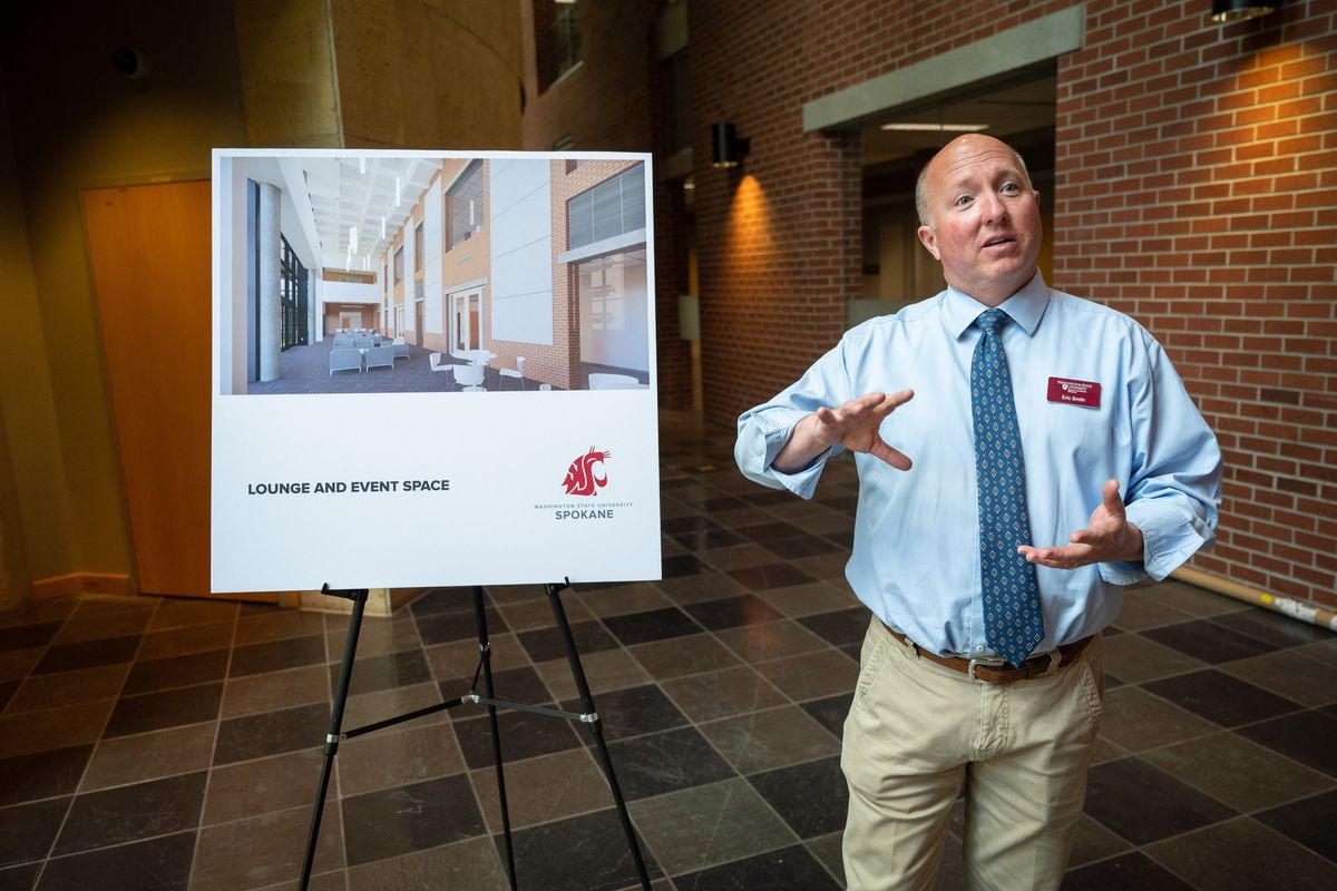 Eric Smith, director of capital projects for WSU, explains some of the many changes coming to the Phase One Building on the Health Sciences campus starting this summer.  (COLIN MULVANY/THE SPOKESMAN-REVI)