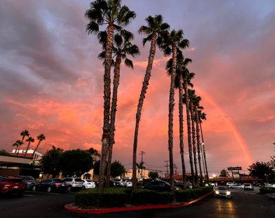 A rainbow over the Quad at Whittier.  (Raul Roa/Los Angeles Times/TNS)