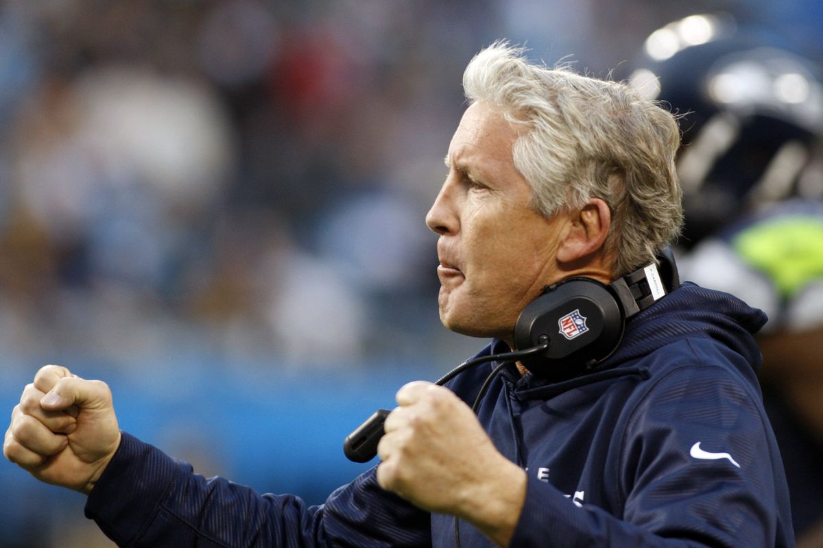 Seahawks coach Pete Carroll isn’t talking about the playoffs yet. (Associated Press)