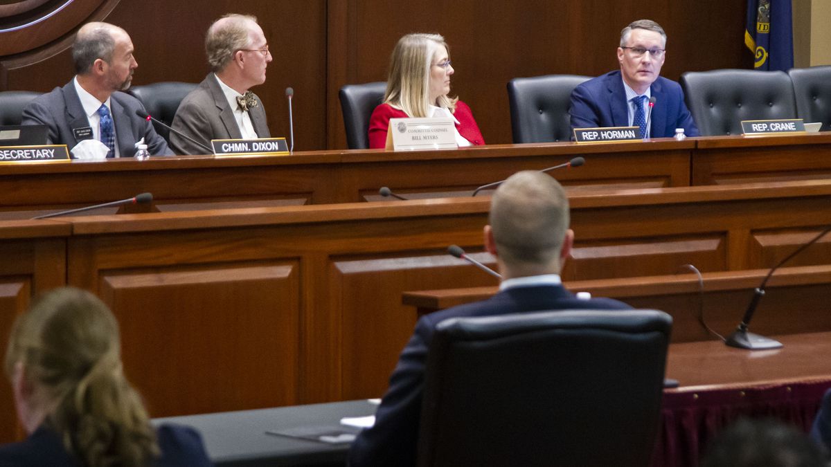 The Idaho Ethics and House Policy Committee votes during a hearing April 29 regarding state Rep. Aaron von Ehlinger, center back to camera in Boise, Idaho. The committee agreed that von Ehlinger, accused of rape by a 19-year-old intern, should be formally censured and suspended from office. As troubling as that case has been, it is just the latest in a long list of credible sexual misconduct accusations against state lawmakers since the #MeToo movement began more than three years ago.  (Darin Oswald/Idaho Statesman)