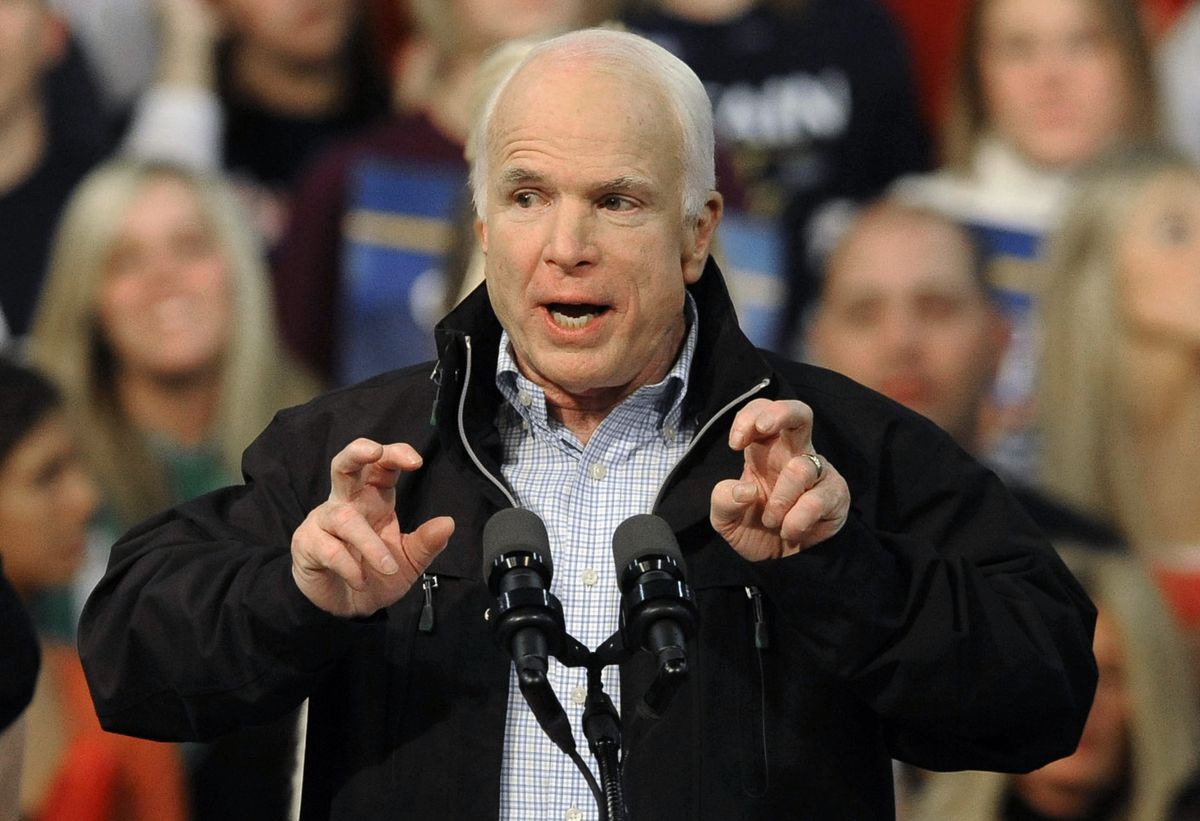 Republican presidential candidate Sen. John McCain, R-Ariz., speaks at a rally at Mentor High School in Mentor, Ohio, on Thursday. (Associated Press / The Spokesman-Review)