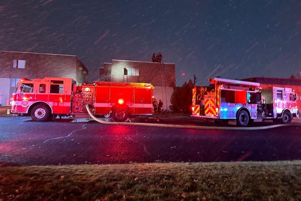 Spokane Fire Department engines responding to an apartment fire in the Logan neighborhood.   (Courtesy Spokane Fire Department)