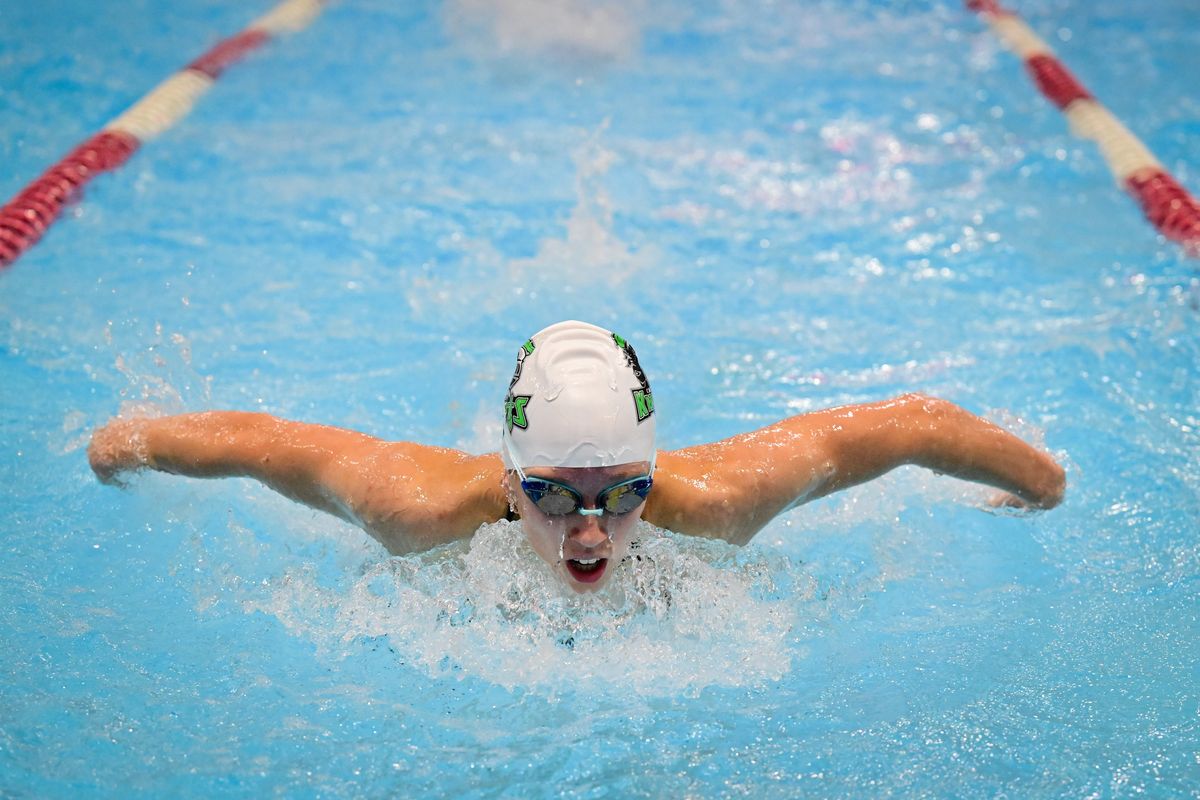 East Valley High School’s Brigid Dinnen works out in September of 2023 at Eastern Washington University’s Aquatic Center in Cheney.  (Tyler Tjomsland/The Spokesman-Review)