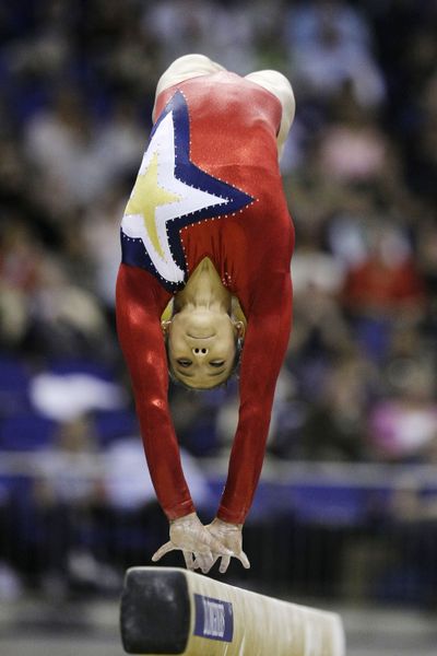 Ivana Hong won bronze on the balance beam, the Americans’ only medal Sunday at the world gymnastics championships. (Associated Press / The Spokesman-Review)