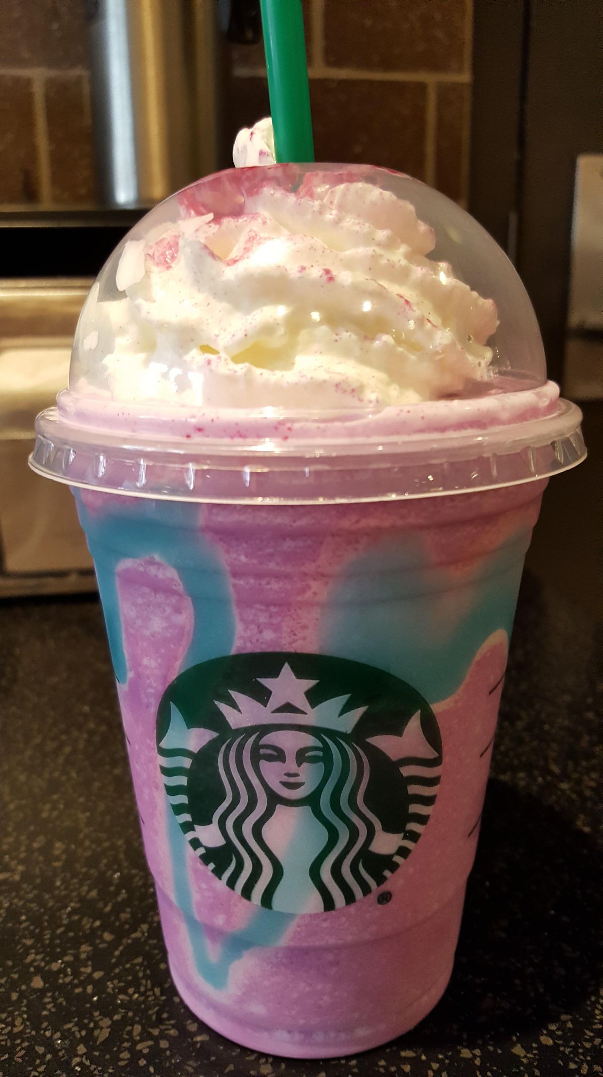 Starbucks’ Unicorn Frappuccino is available at stores until April 23, or while supplies last. (Rachel Alexander / The Spokesman-Review)