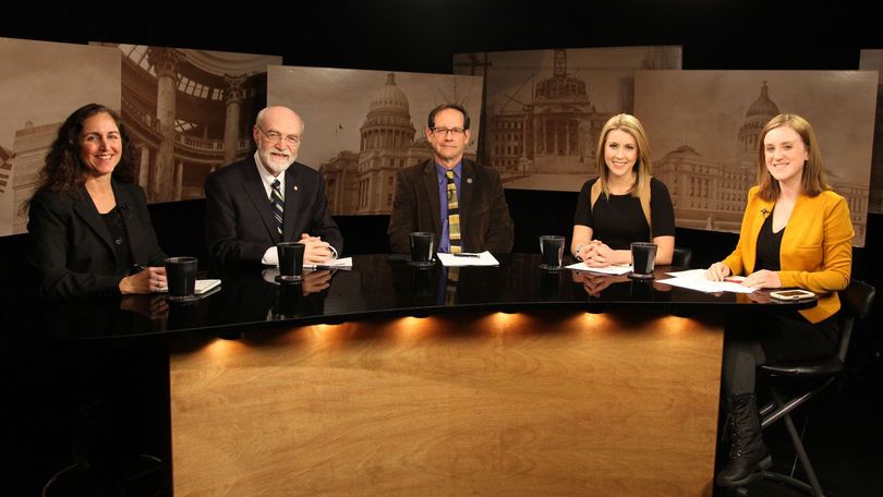 From left, Betsy Russell, Jim Weatherby, Dan Popkey, Emilie Ritter Saunders and Melissa Davlin on Idaho Public Television's 