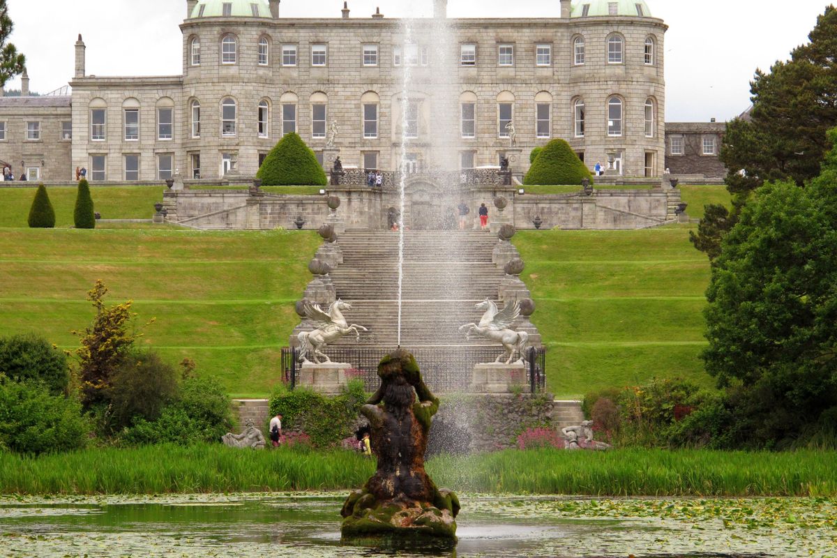 The exterior of Powerscourt House in County Wicklow, Ireland. The 18th century estate has vast ornate gardens reminiscent of Versailles that were named among the most beautiful in the world by National Geographic magazine. A fire destroyed much of the interior of the house, but visitors can spend an entire day exploring the grounds _ over 47 acres of formal gardens, sweeping terraces, statues, ornamental lakes and trails. (Helen O’Neill Associated Press)