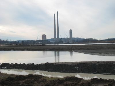 Settling ponds and ash piles are shown at the Kingston Fossil Plant in Kingston, Tenn. A breach in a containment wall released 1.1 billion gallons of ash and sludge from the plant on Dec. 22.  (Associated Press / The Spokesman-Review)