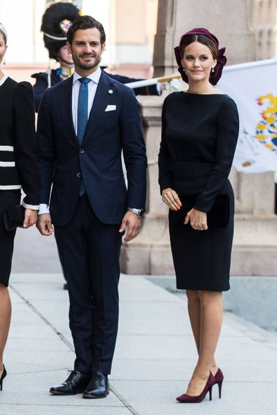 Prince Carl Philip of Sweden and Princess Sofia of Sweden pose for a picture upon arriving at the Swedish Parliament House for the opening of the new parliamentary session on Sept. 10, 2019, in Stockholm, Sweden.  (Tribune News Service)