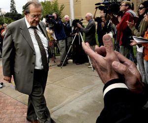 In this Sept. 7, 2010, SR file photo, Norm Gissel, local attorney who assisted Southern Poverty Law Center attorney Morris Dees in the legal case that bankrupted the Aryan Nations receives applause after addressing the crowd at the Veterans Memorial Plaza in Coeur d'Alene for the ten-year anniversary of the verdict. (Kathy Plonka/SR file photo)