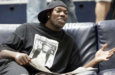 
Dallas Cowboys wide receiver Terrell Owens speaks with a teammate at Valley Ranch in Irving, Texas, on Thursday. 
 (Associated Press / The Spokesman-Review)