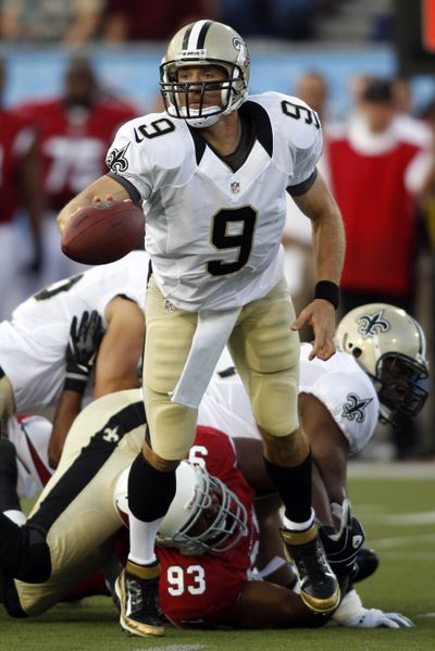 New Orleans Saints quarterback Drew Brees led his team to a touchdown in his only series of the preseason opener. (Associated Press)