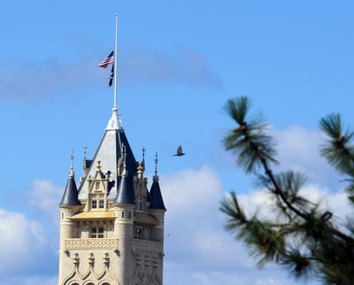 The Spokane County County House flies the American and P.O.W. flags at half staff on Monday, Aug. 27, 2018, in honor of the late Sen. John McCain.  Dan Pelle/THE SPOKESMAN-REVIEW (Dan Pelle / The Spokesman-Review)